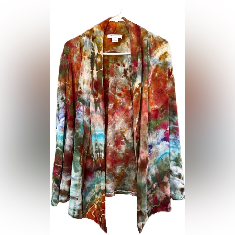 Hand dyed Colorful Tie-Dye Women's open front cardigan